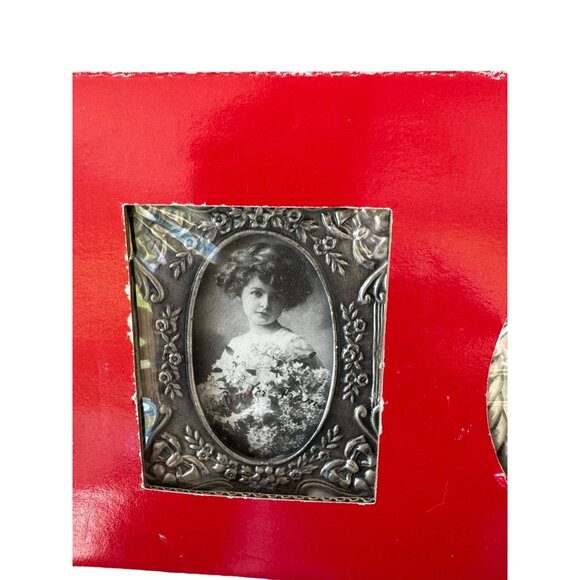 Vintage Pewter Ornate Silver Picture Frame Set With Oval Windows - Picture 7 of 10